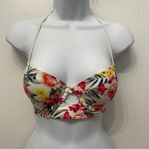 Abercrombie & Fitch Tropical Print Swim Bra Floral lace up Detail in the Back